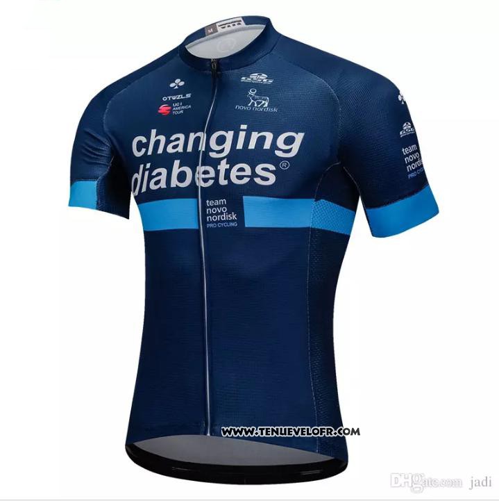 2018 Maillot Ciclismo Changing Diabetes Bleu Manches Courtes et Cuissard